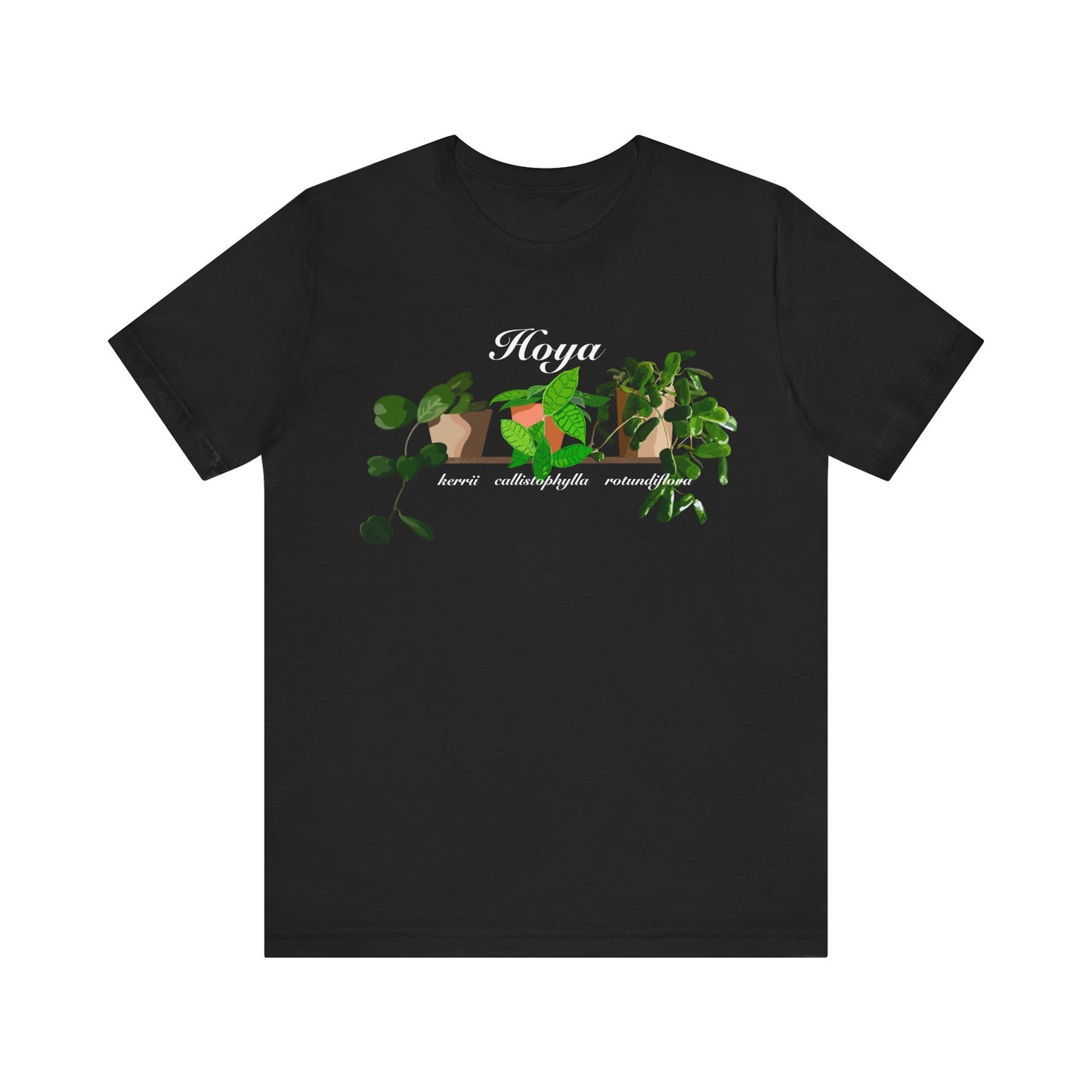Hoya Kerrii, Callistophylla and Rotundiflora Trio Plant Lover T-Shirt - Black