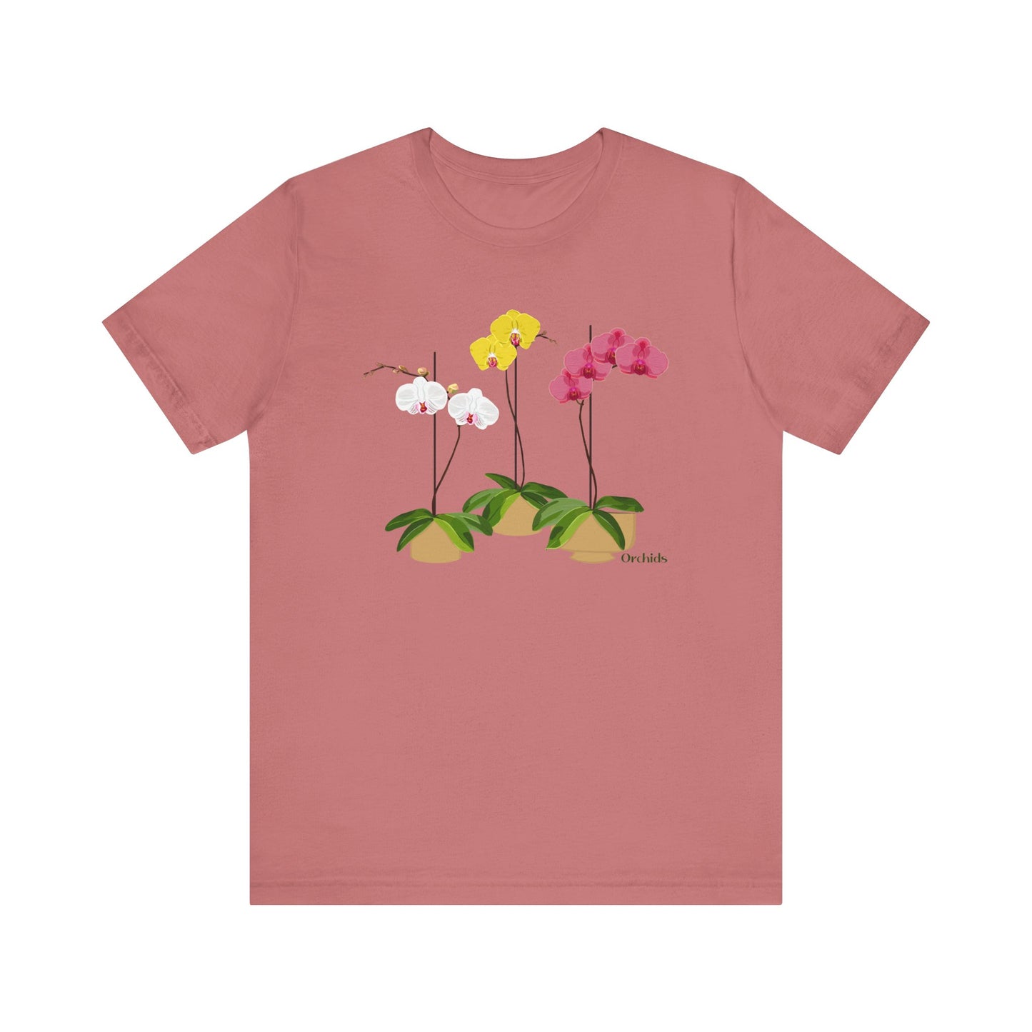 Orchid Trio T-Shirt for Plant and Flower Lovers - White, Black, Pink, Mauve, Green or Blue
