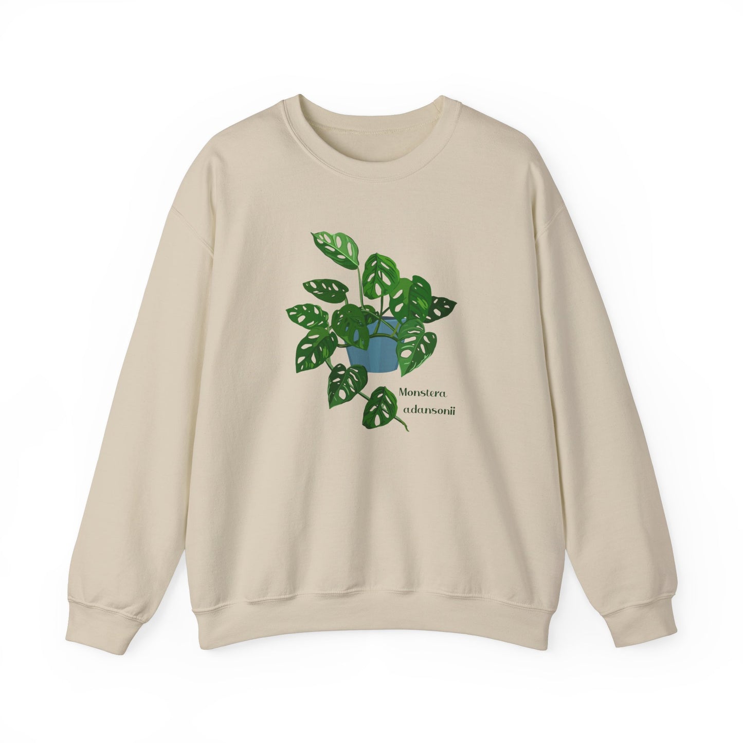 Monstera Adansonii Plant Lover Crewneck Sweatshirt - Beige