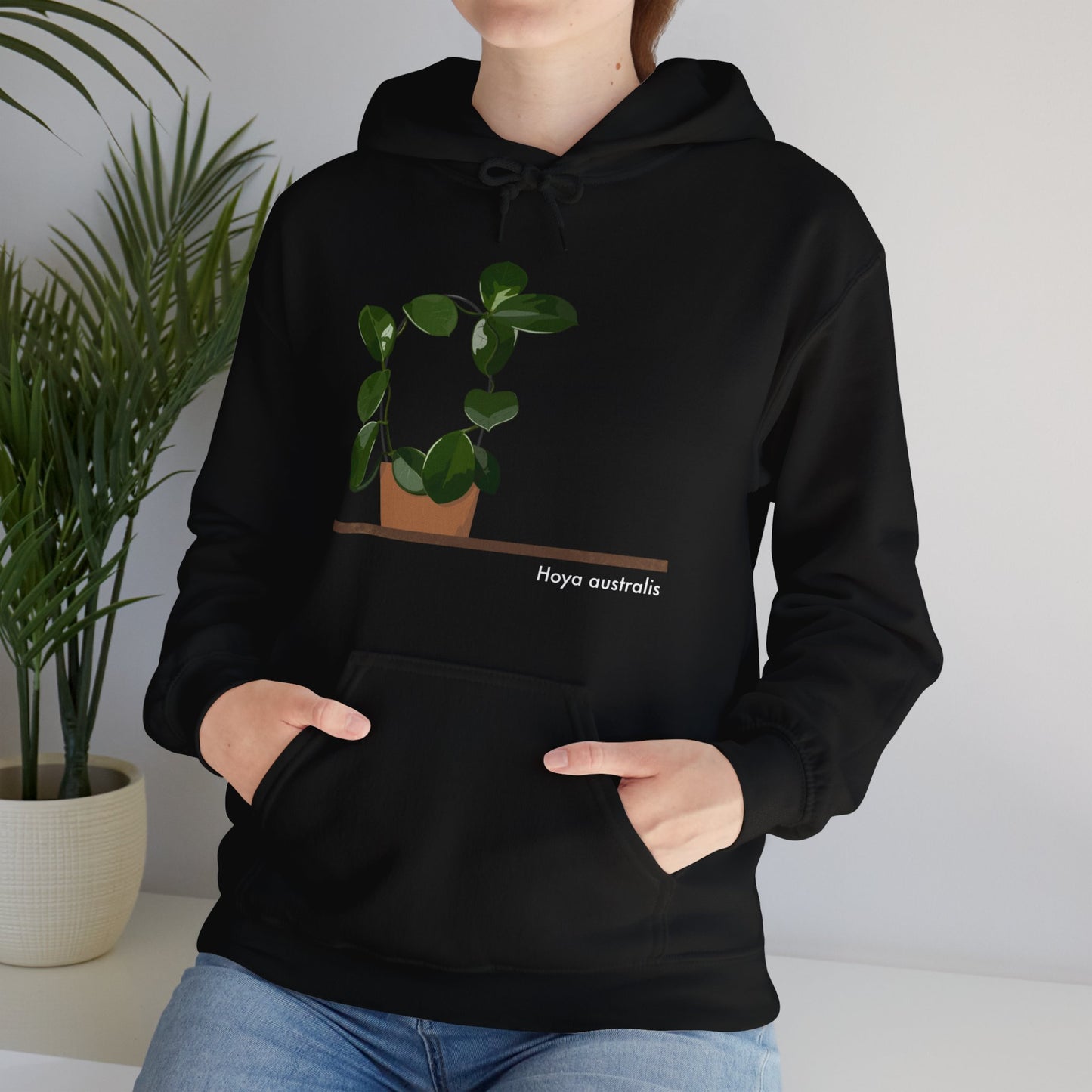 Hoya Australis Plant Hoodie - Black