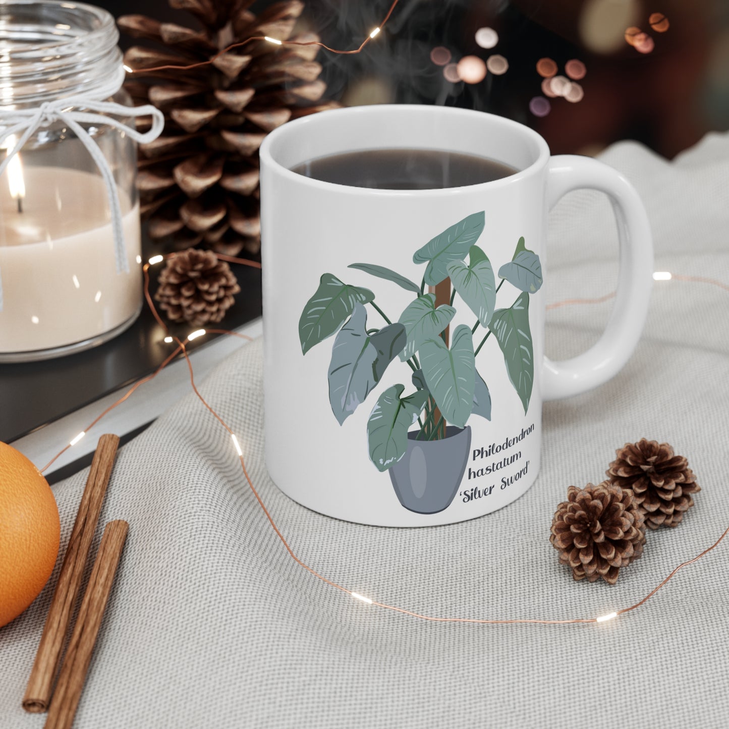 Philodendron Hastatum "Silver Sword" Plant Lover Mug - White
