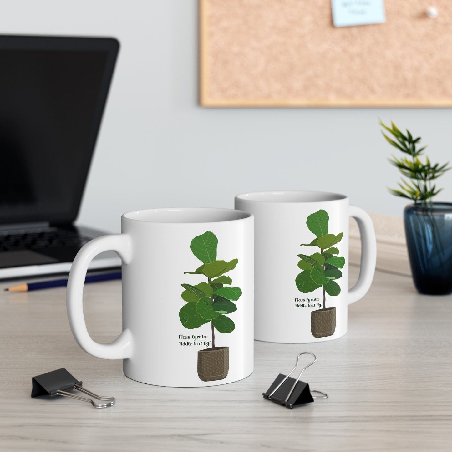 Ficus Lyrata "Fiddle Leaf Fig" Plant Lover Mug - White