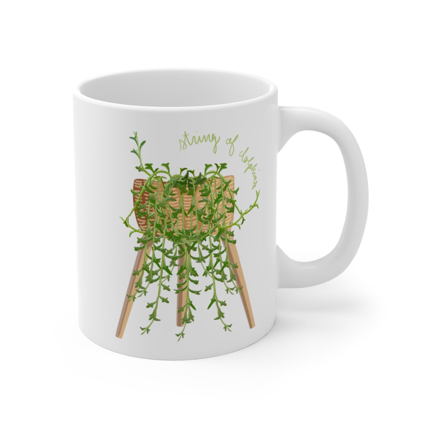 String of Dolphins Plant Lover Mug - White