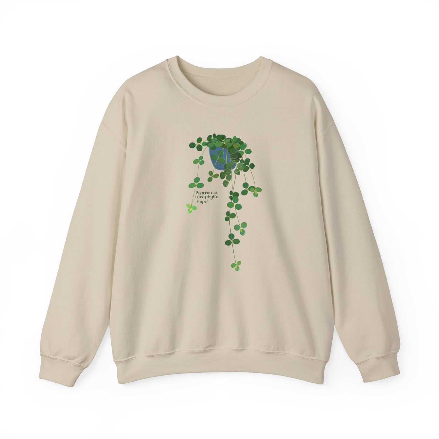 Peperomia Tetraphylla 'Hope' Plant Lover Crewneck Sweatshirt - Beige