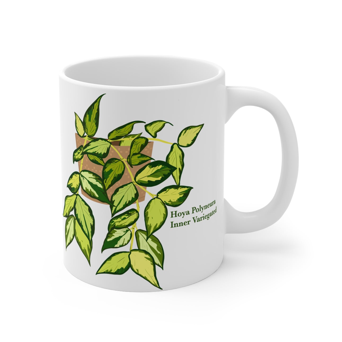 Hoya Polyneura Inner Variegated Plant Lover Mug - White