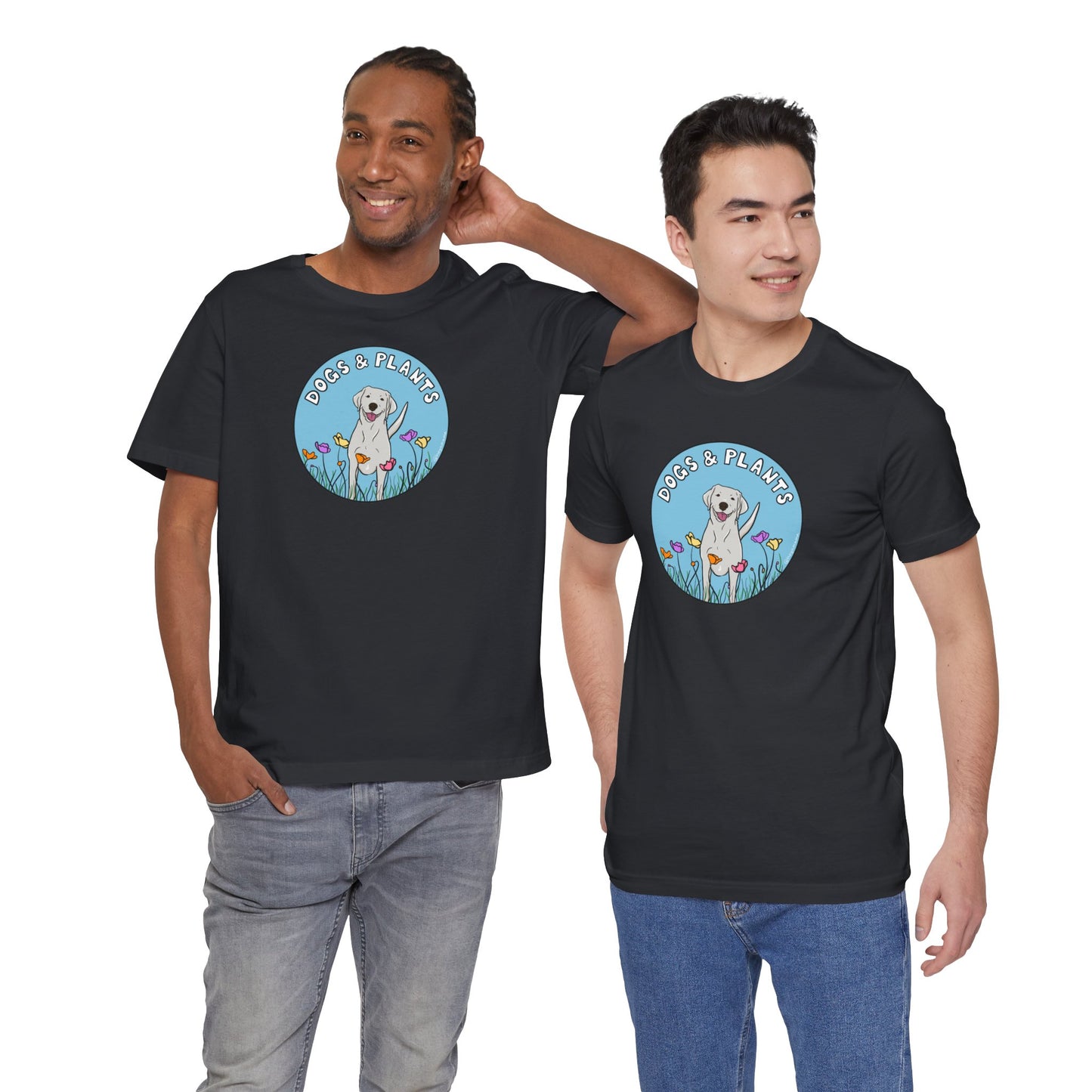Dogs & Plants T-Shirt for White Labrador & Plant Lovers - Vintage Black