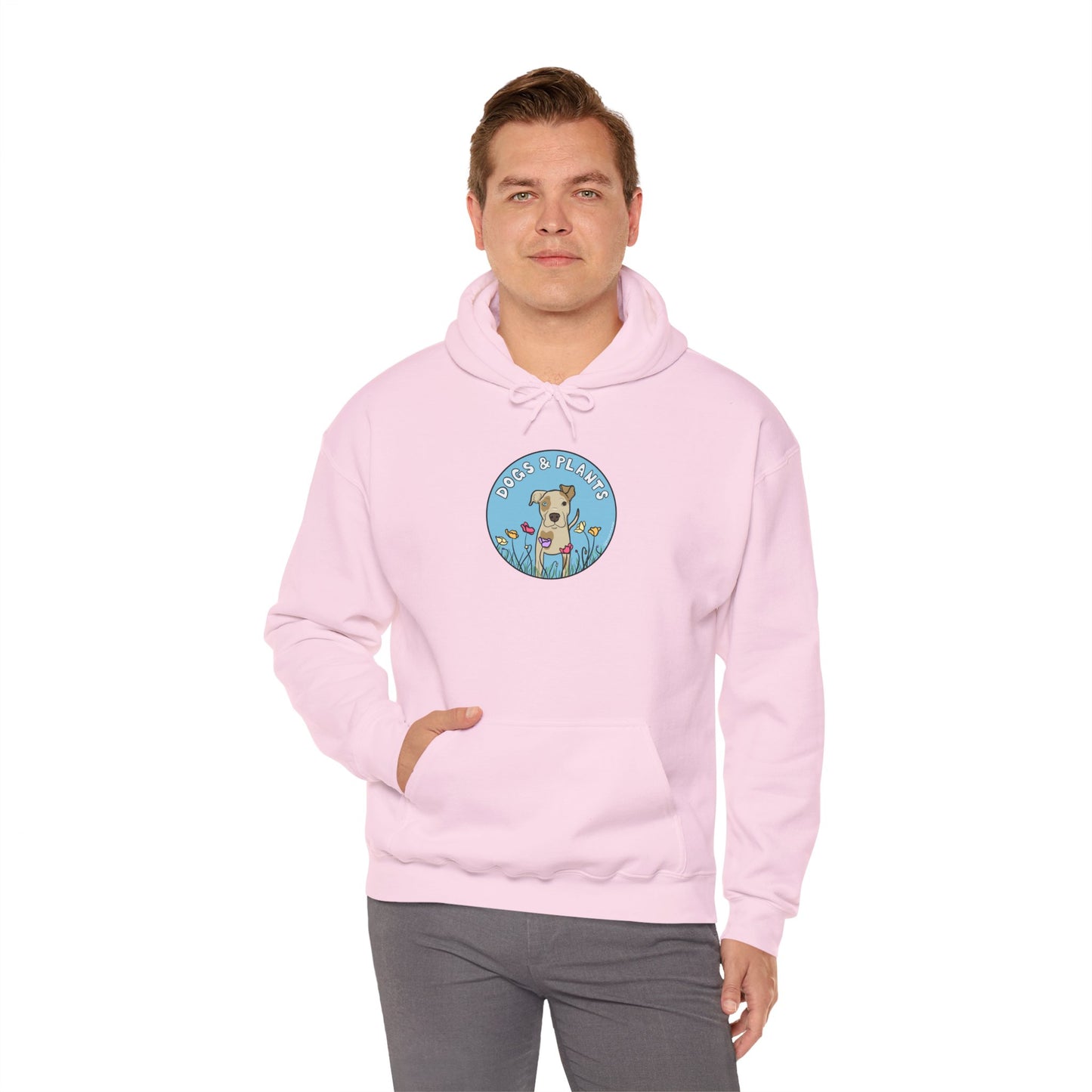 Dogs & Plants Hoodie for Pitbull & Plant Lovers - Light Pink