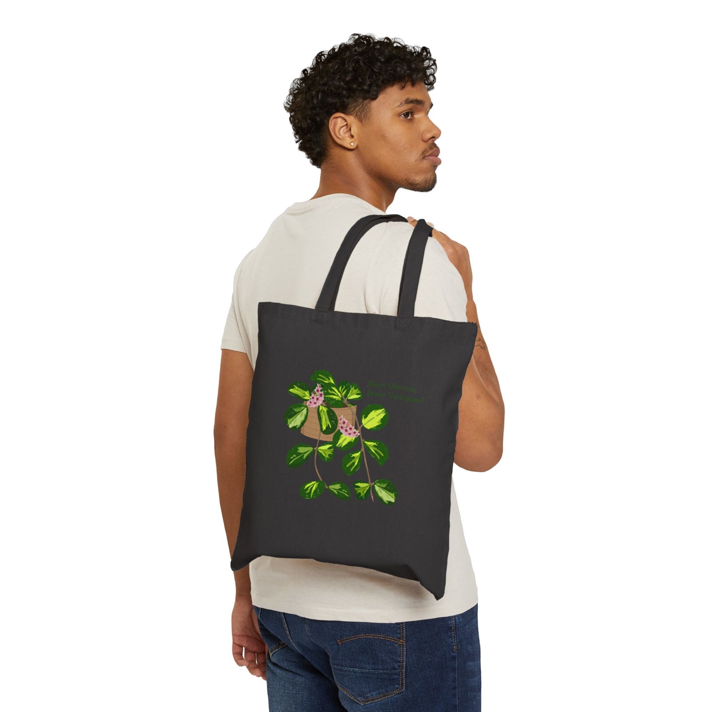 Hoya Obovata Inner Variegated Canvas Tote Bag - Black