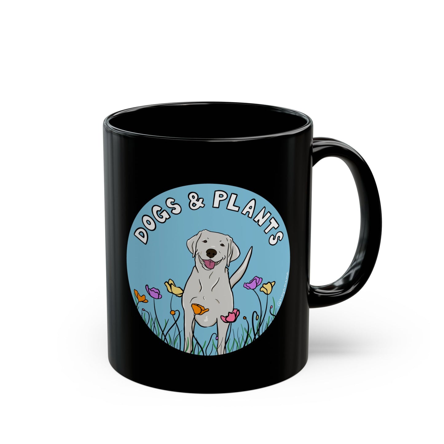 Dogs & Plants White Labrador & Plant Lover Mug - Black