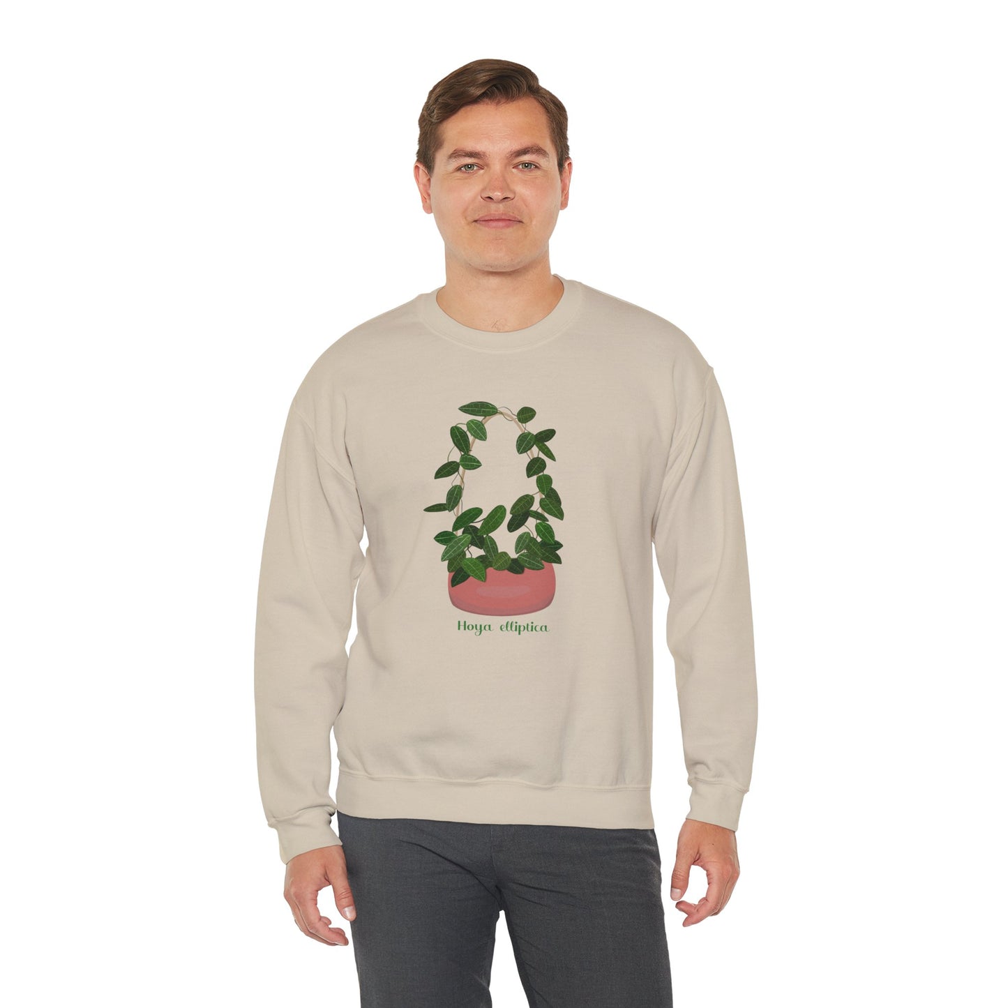 Hoya Elliptica Plant Lover Crewneck Sweatshirt - Beige
