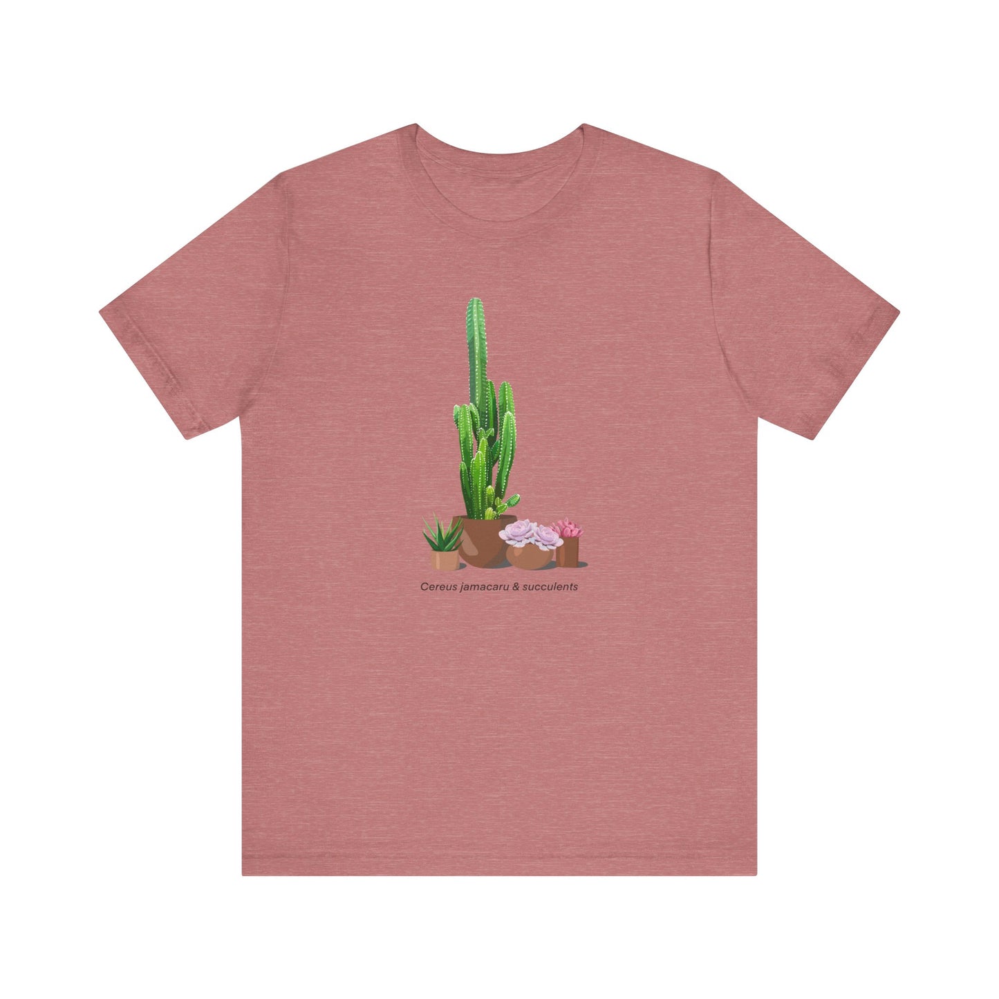 Cactus Jamacaru and Succulents T-Shirt - Heather Mauve