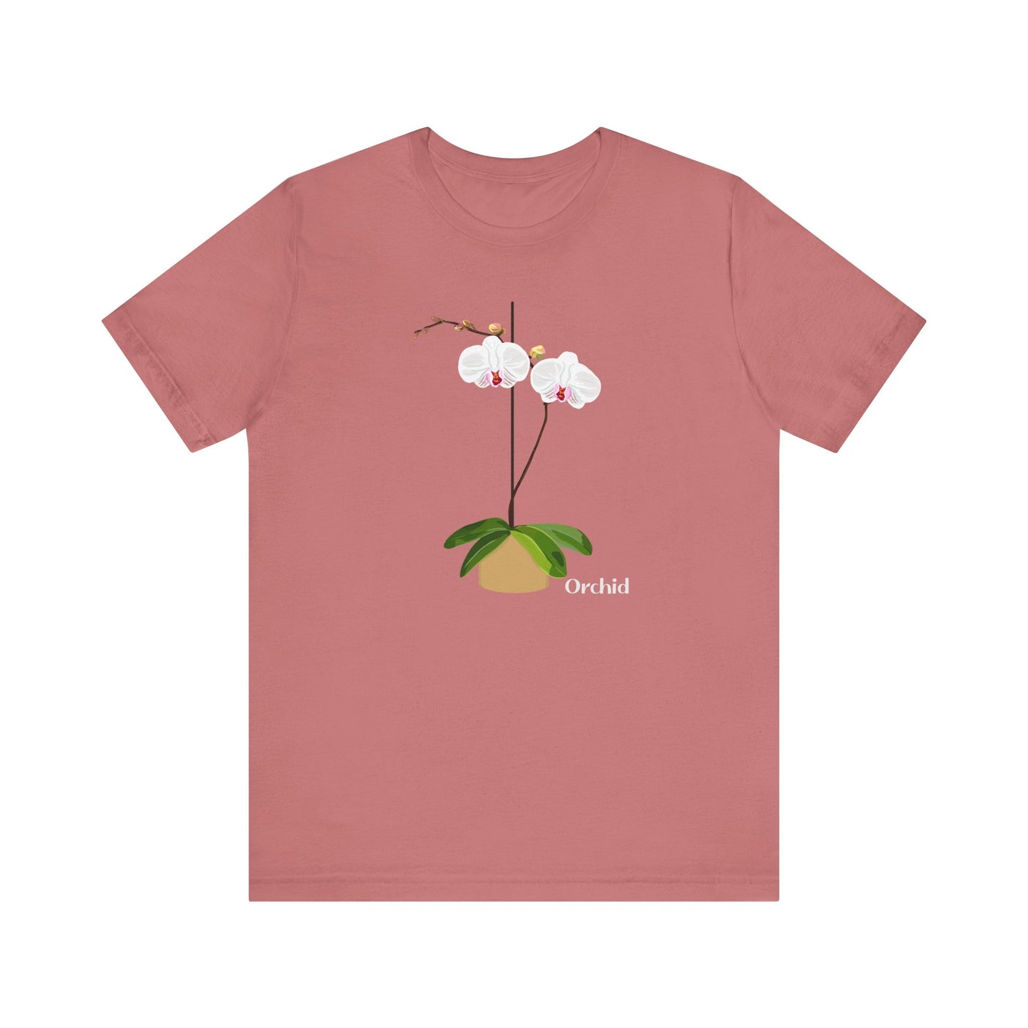 White Orchid T-Shirt for Plant and Flower Lovers - Tan, Mauve, Purple or Blue