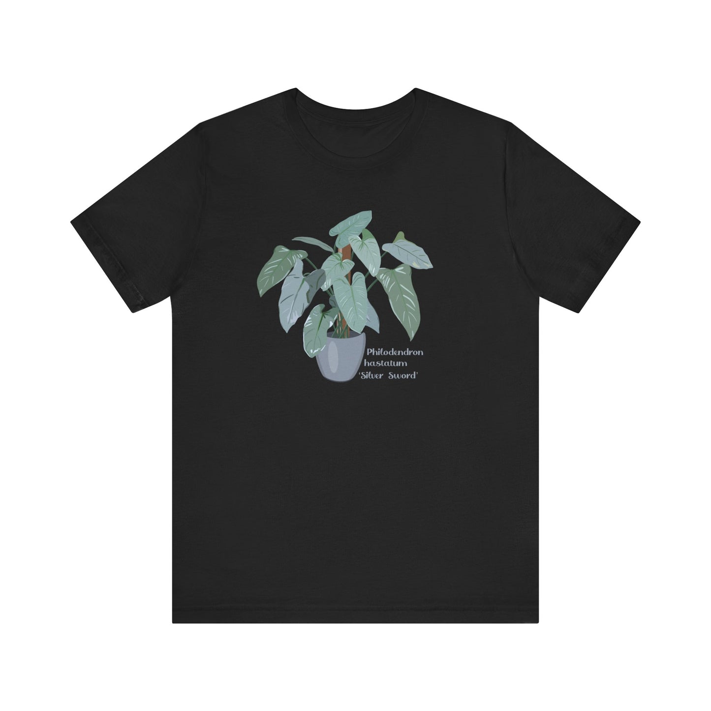 Philodendron Hastatum "Silver Sword' Plant Lover T-Shirt - Black