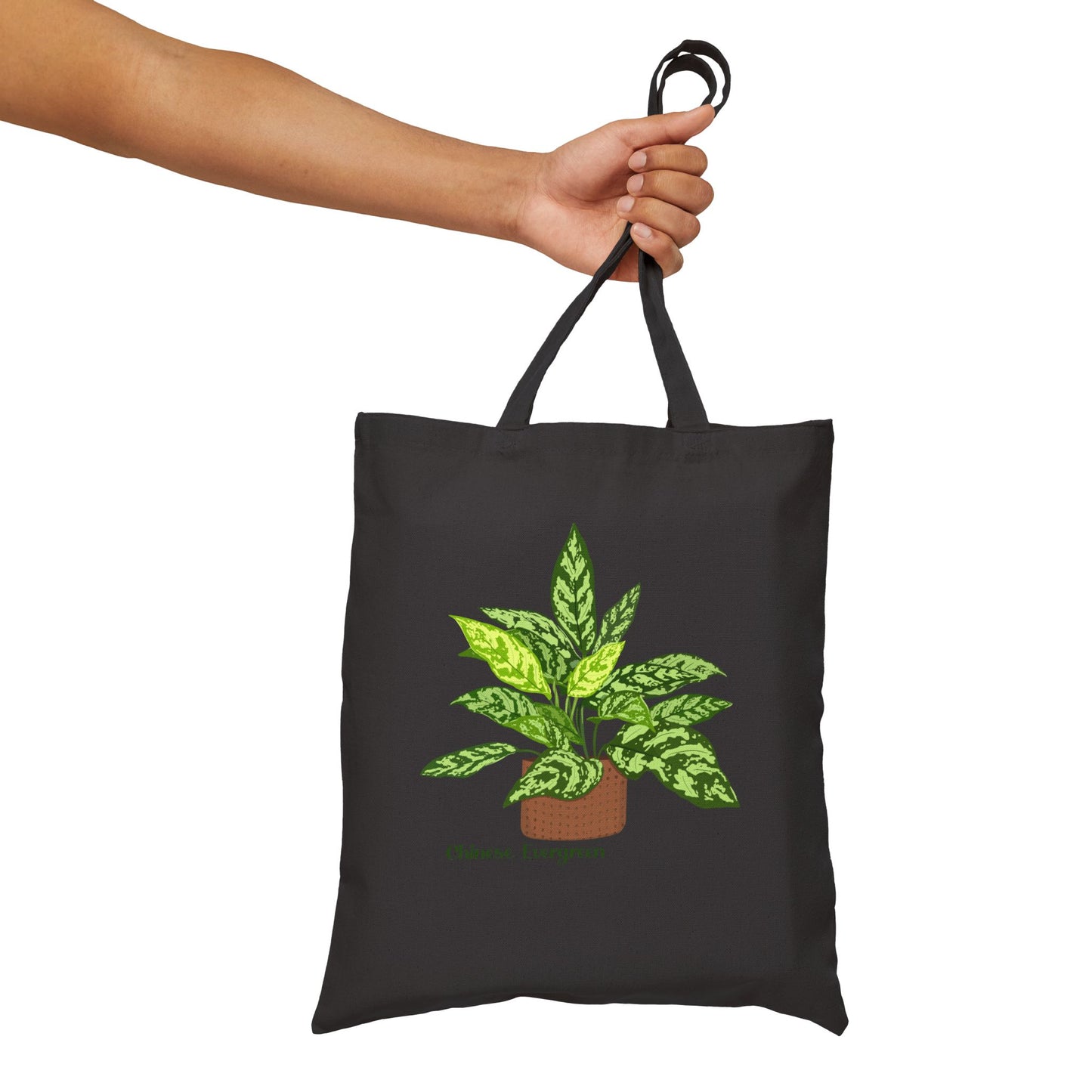 Chinese Evergreen Plant Lover Canvas Tote Bag - Black