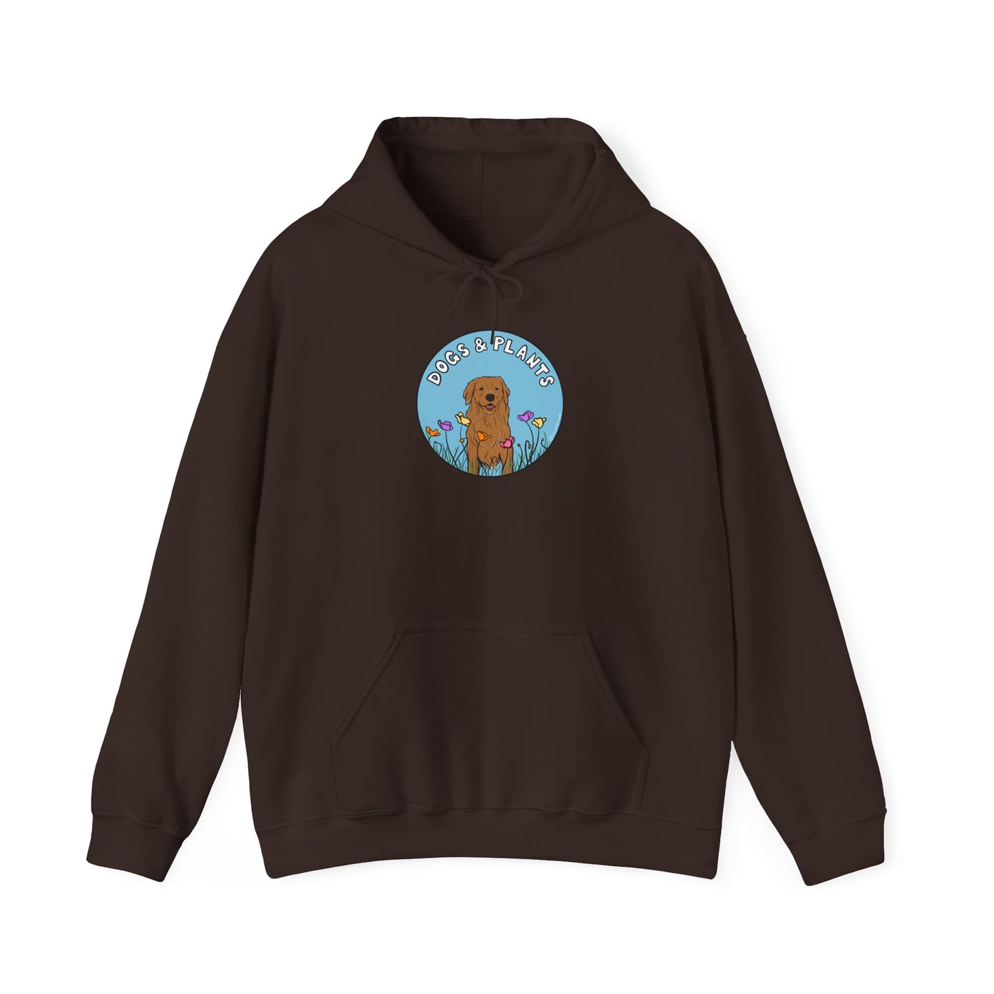 Dogs & Plants Hoodie for Golden Retriever & Plant Lovers - Brown