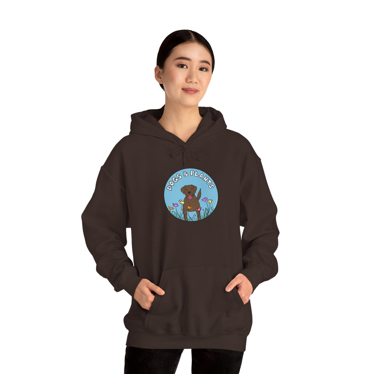 Dogs & Plants Hoodie for Brown Lab & Plant Lovers