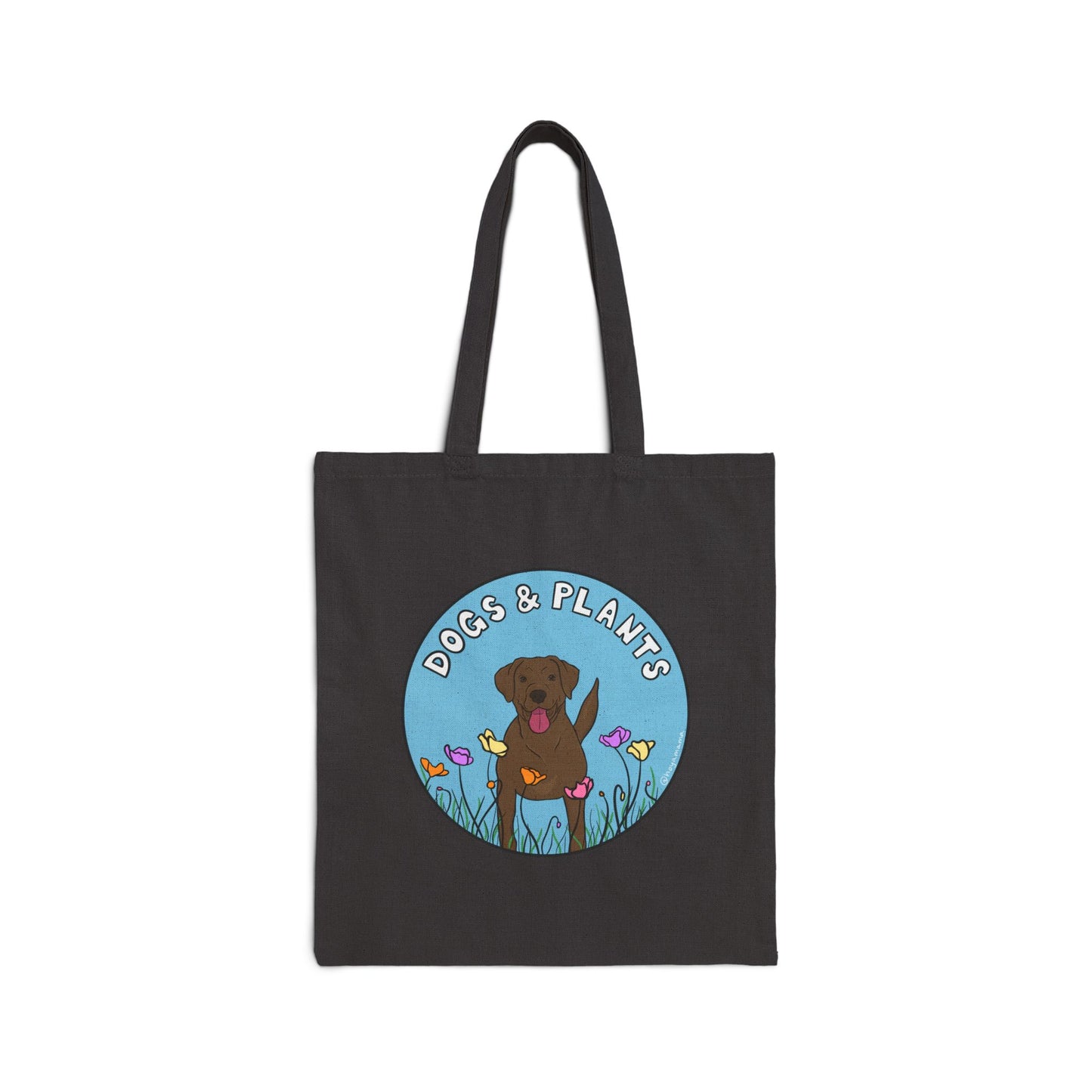 Dogs & Plants Brown Lab & Plant Lover Canvas Tote Bag - Black