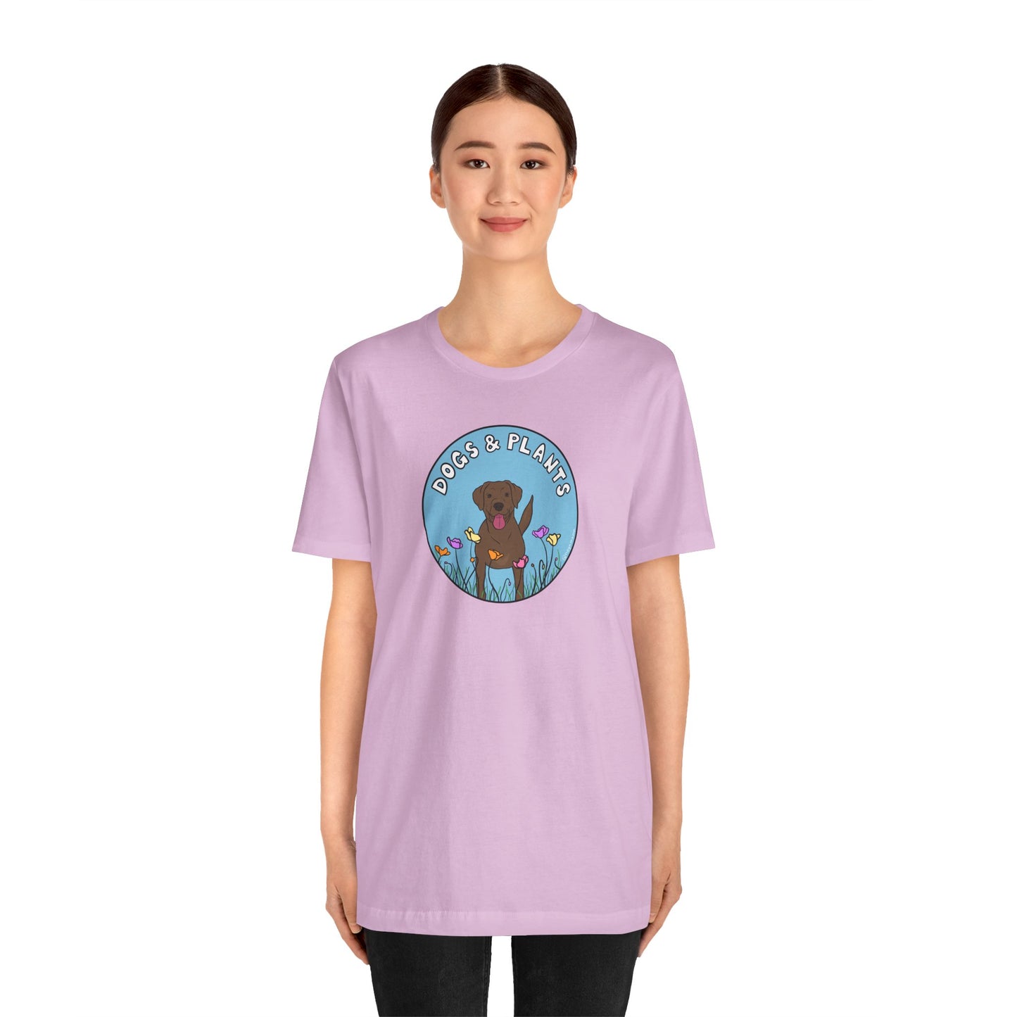 Dogs & Plants T-Shirt for Brown Lab & Plant Lovers - Lilac