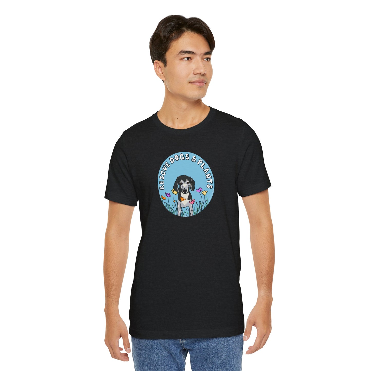 Dogs & Plants T-Shirt for Rescue Dogs & Plant Lovers - Black