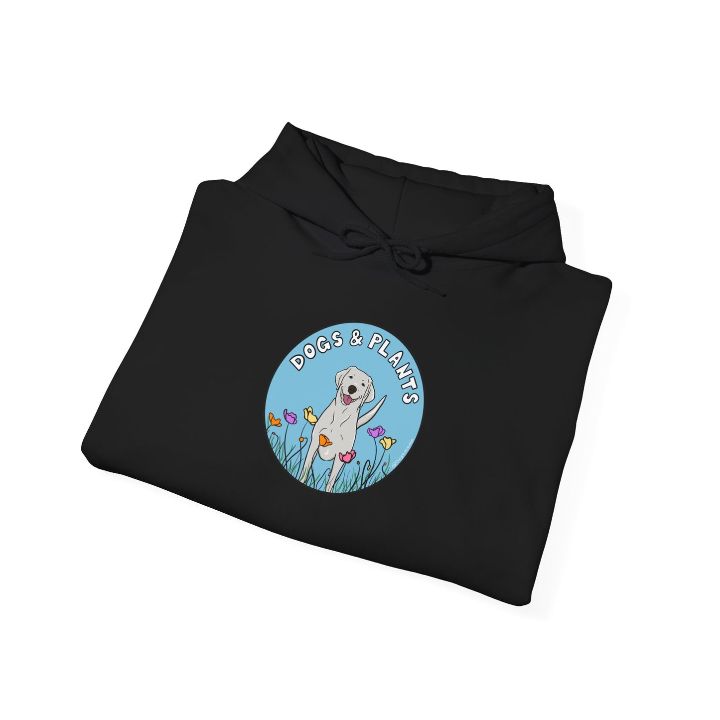 Dogs & Plants Hoodie for White Labrador & Plant Lovers - Black