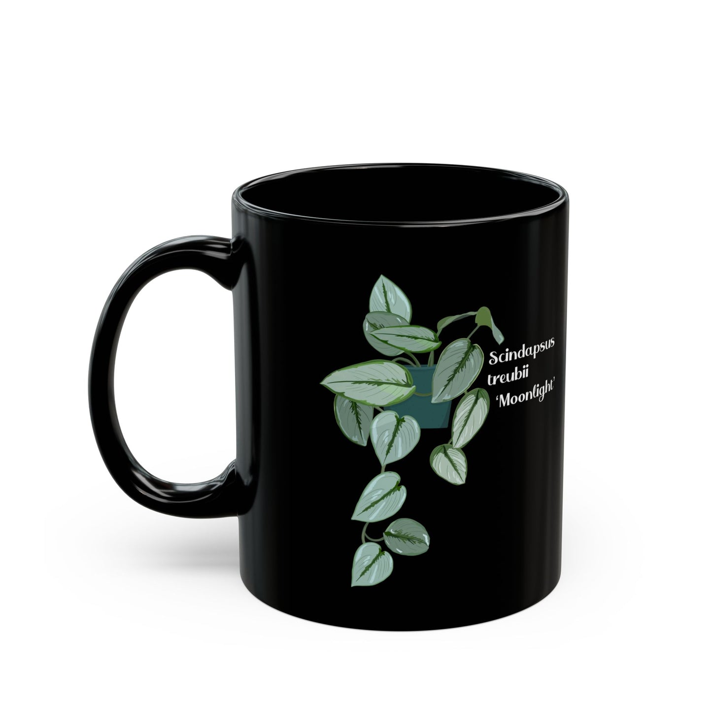 Scindapsus Treubii "Moonlight" Plant Lover Mug - Black