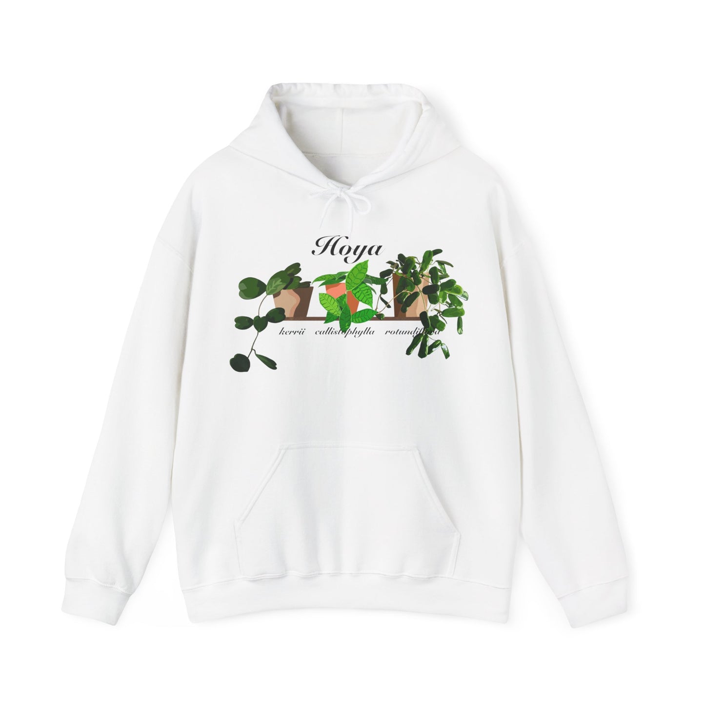 Hoya Kerrii, Callistophylla and Rotundiflora Trio Plant Hoodie - White