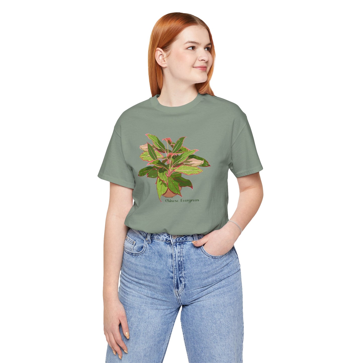 Chinese Evergreen T-Shirt for Plant Lovers - White, Black, Mauve, Tan or Sage