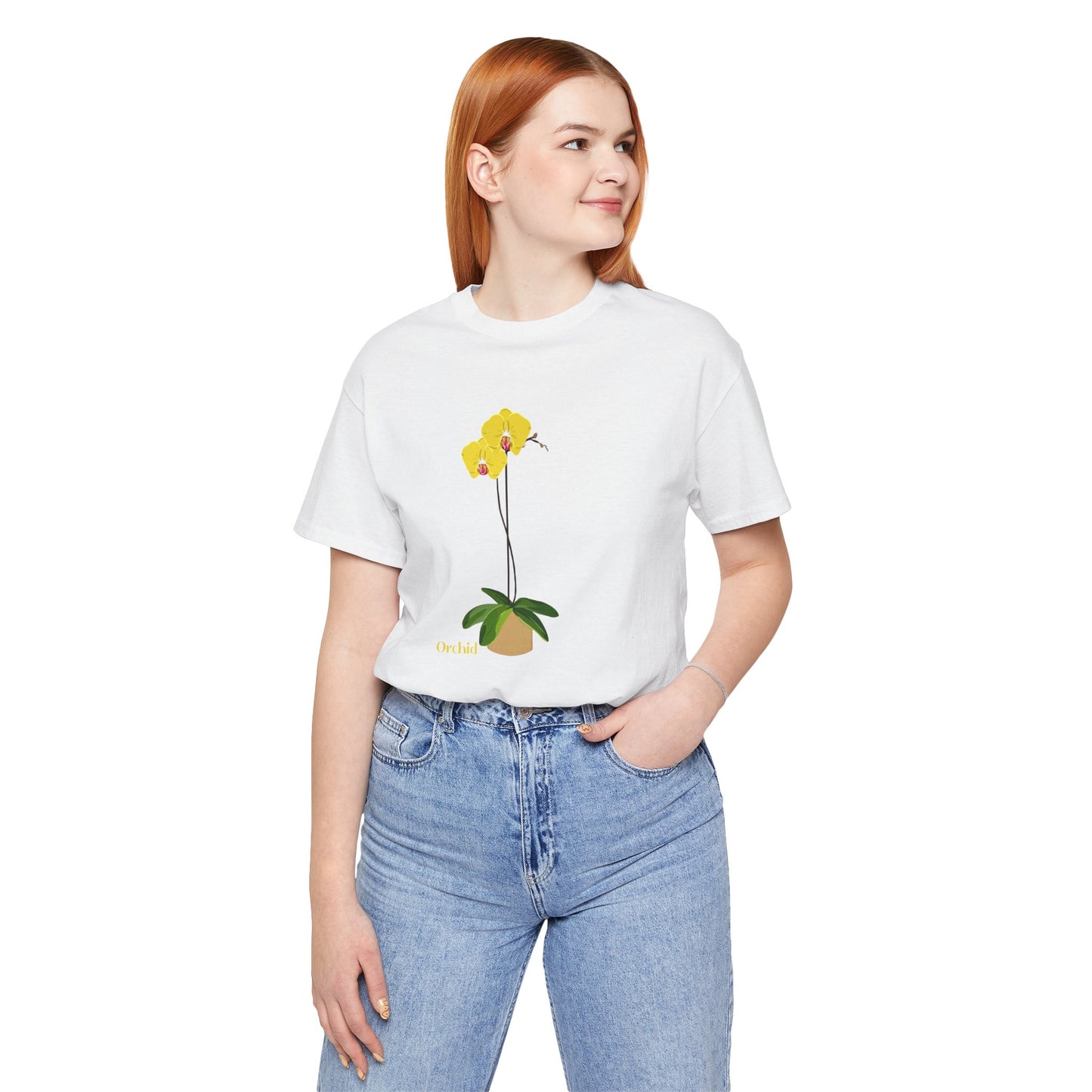 Yellow Orchid T-Shirt for Plant and Flower Lovers - White, Peach, Green or Blue