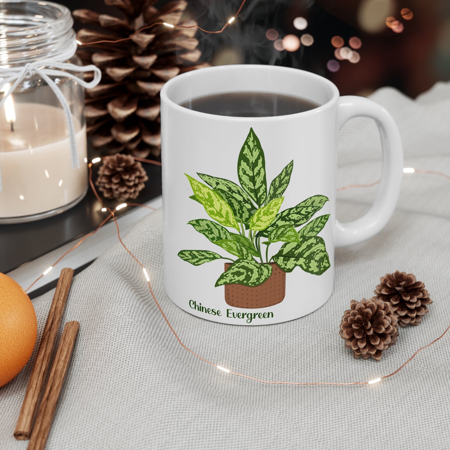 Chinese Evergreen Plant Lover Mug - White