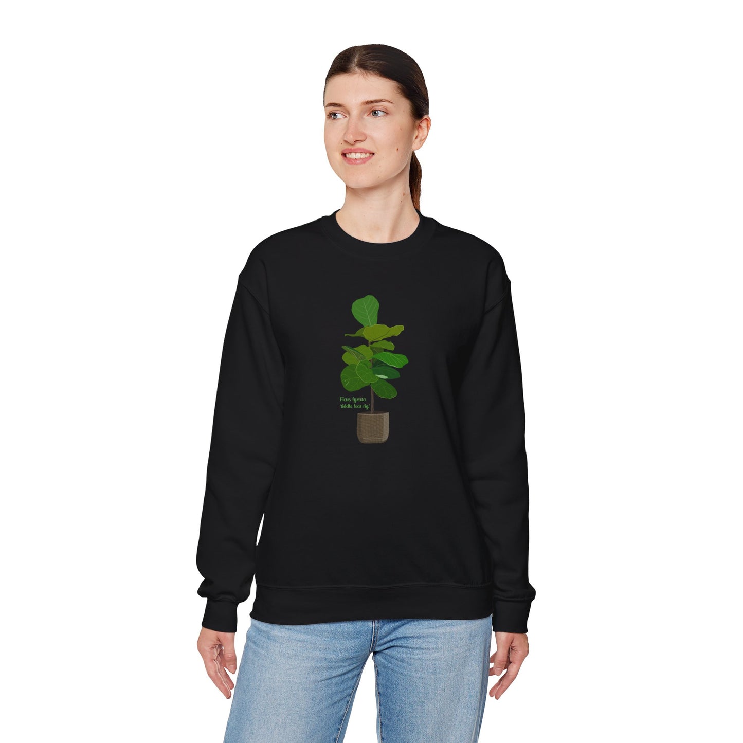 Ficus Lyrata 'Fiddle Leaf Fig' Plant Lover Crewneck Sweatshirt - Black