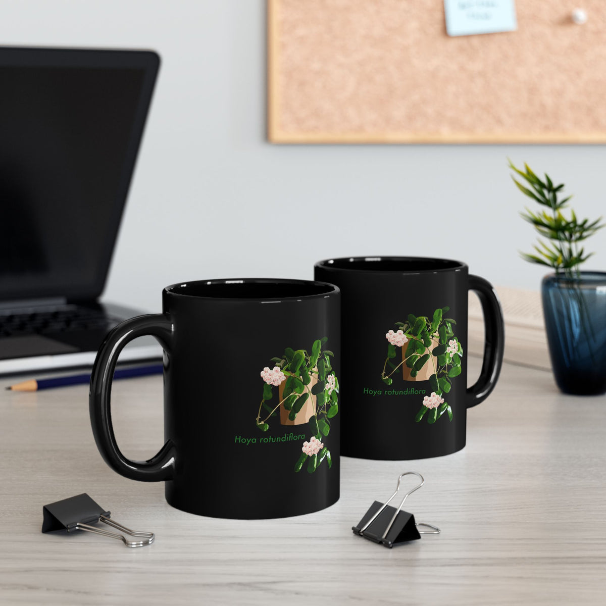 Blooming Hoya Rotundiflora Plant Lover Mug - Black