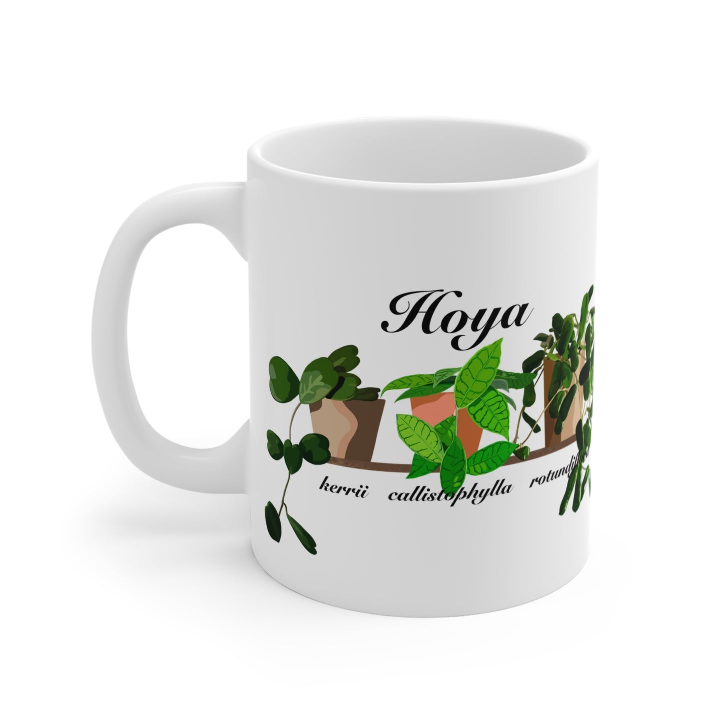 Hoya Kerrii, Callystophylla and Rotundiflora Plant Lover Mug - White