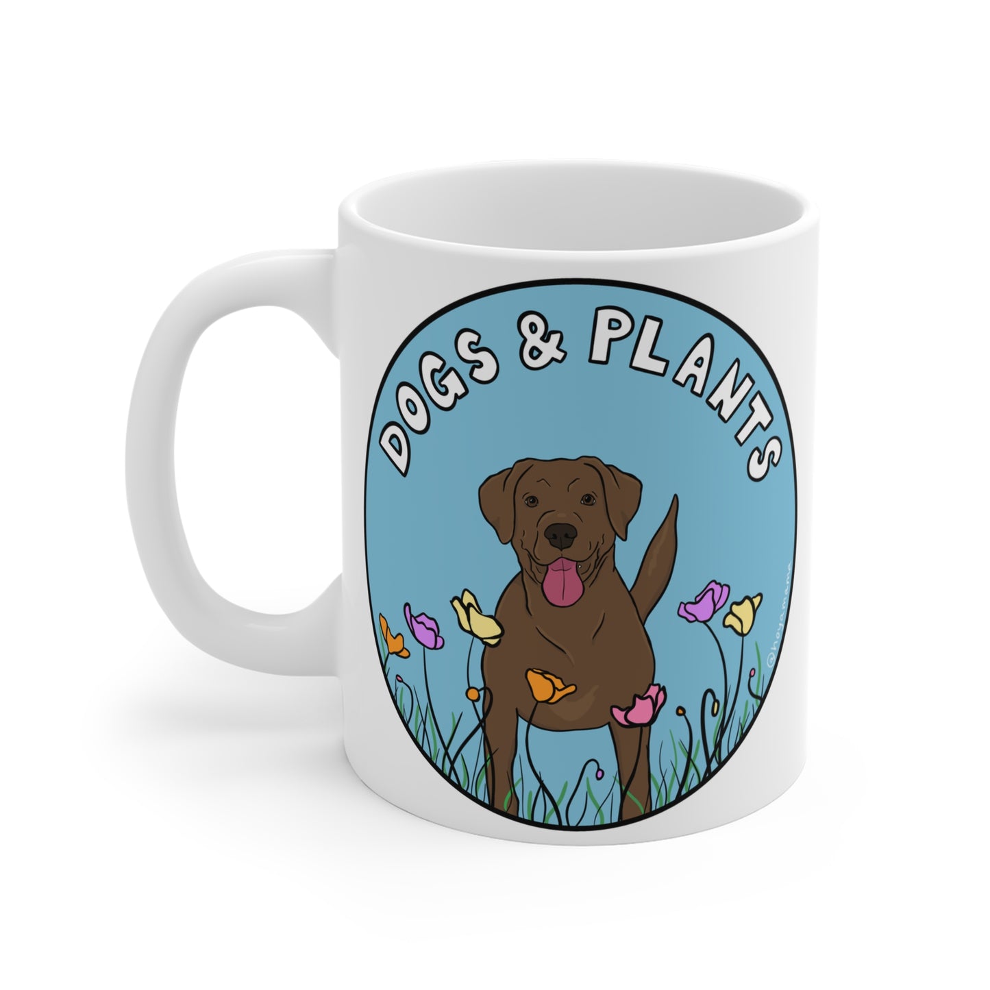 Dogs & Plants Brown Lab & Plant Lover Mug - White
