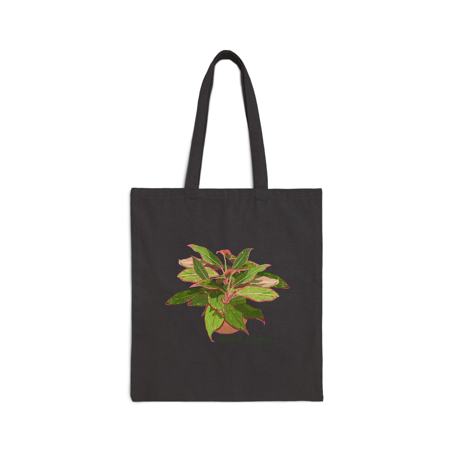 Chinese Evergreen Plant Lover Canvas Tote Bag - Black