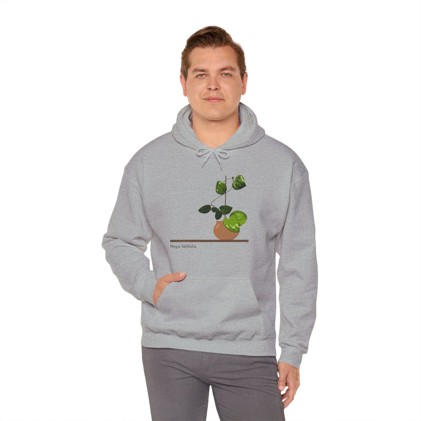 Hoya Latifolia Plant Hoodie - Grey