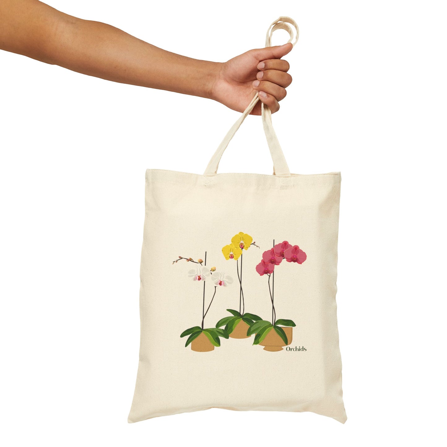 Colorful Orchid Trio Plant and Flower Lover Canvas Tote Bag