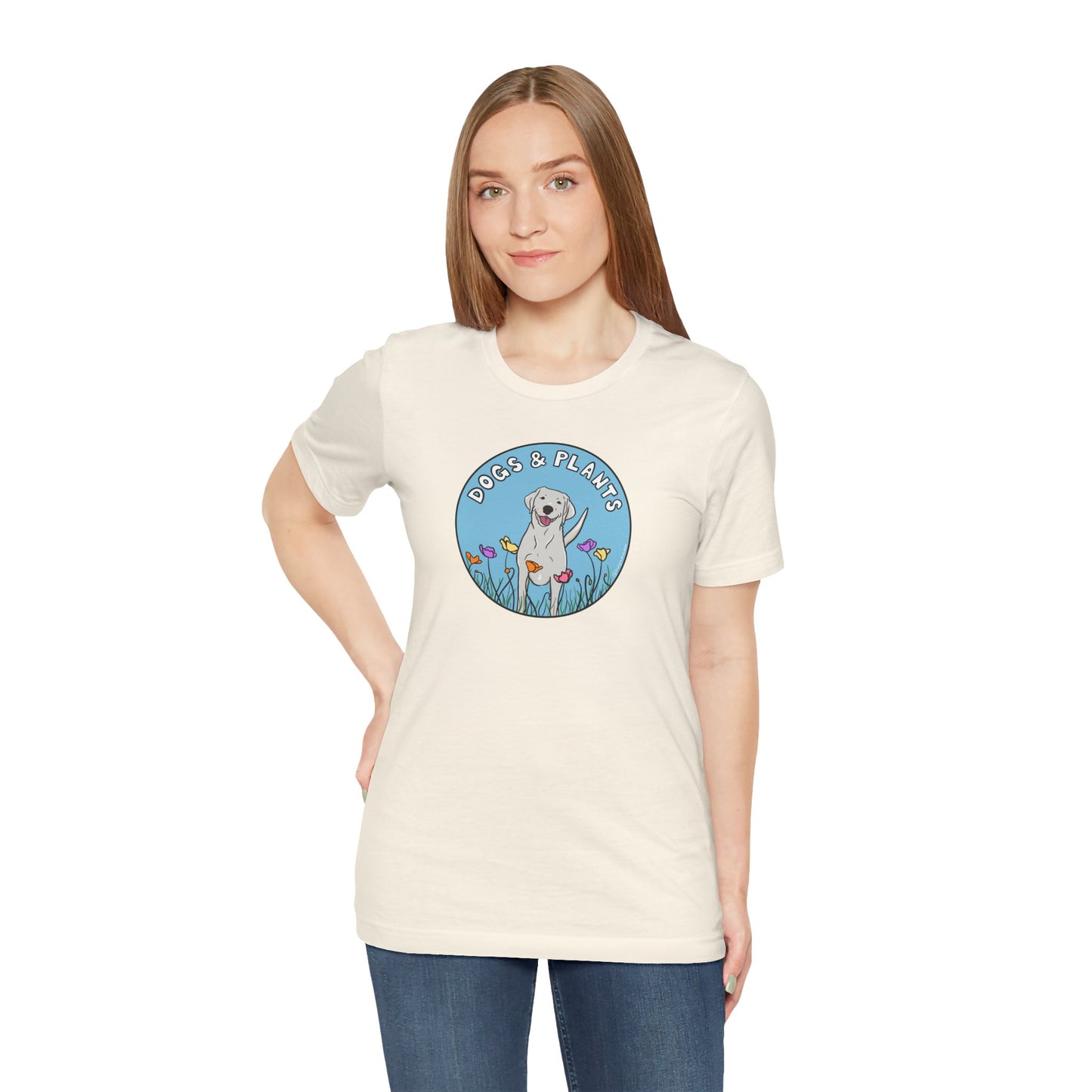 Dogs & Plants T-Shirt for White Labrador & Plant Lovers - White, Natural, Teal, Black