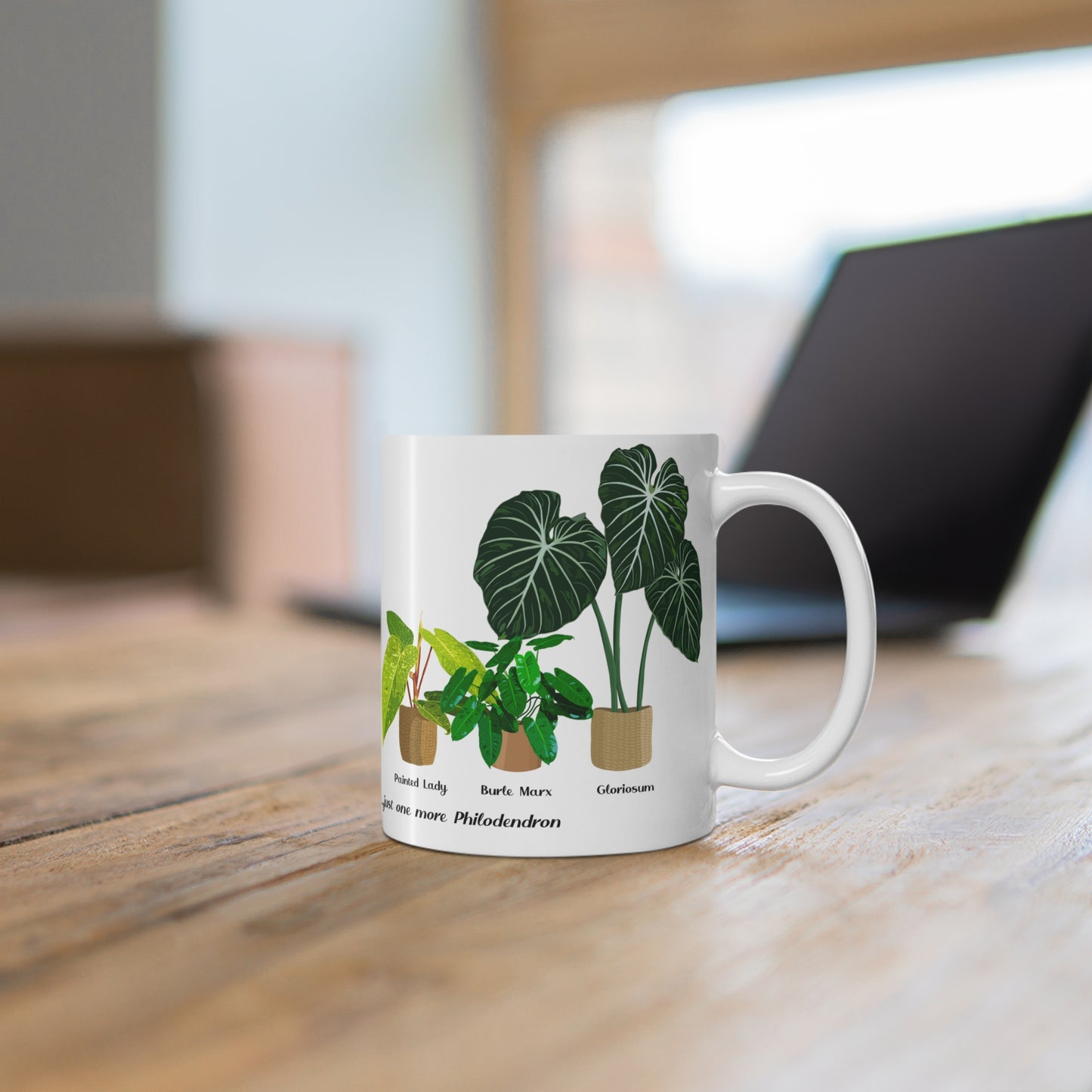 Philodendron Painted Lady, Burle Marx and Gloriosum Trio Plant Lover Mug - White
