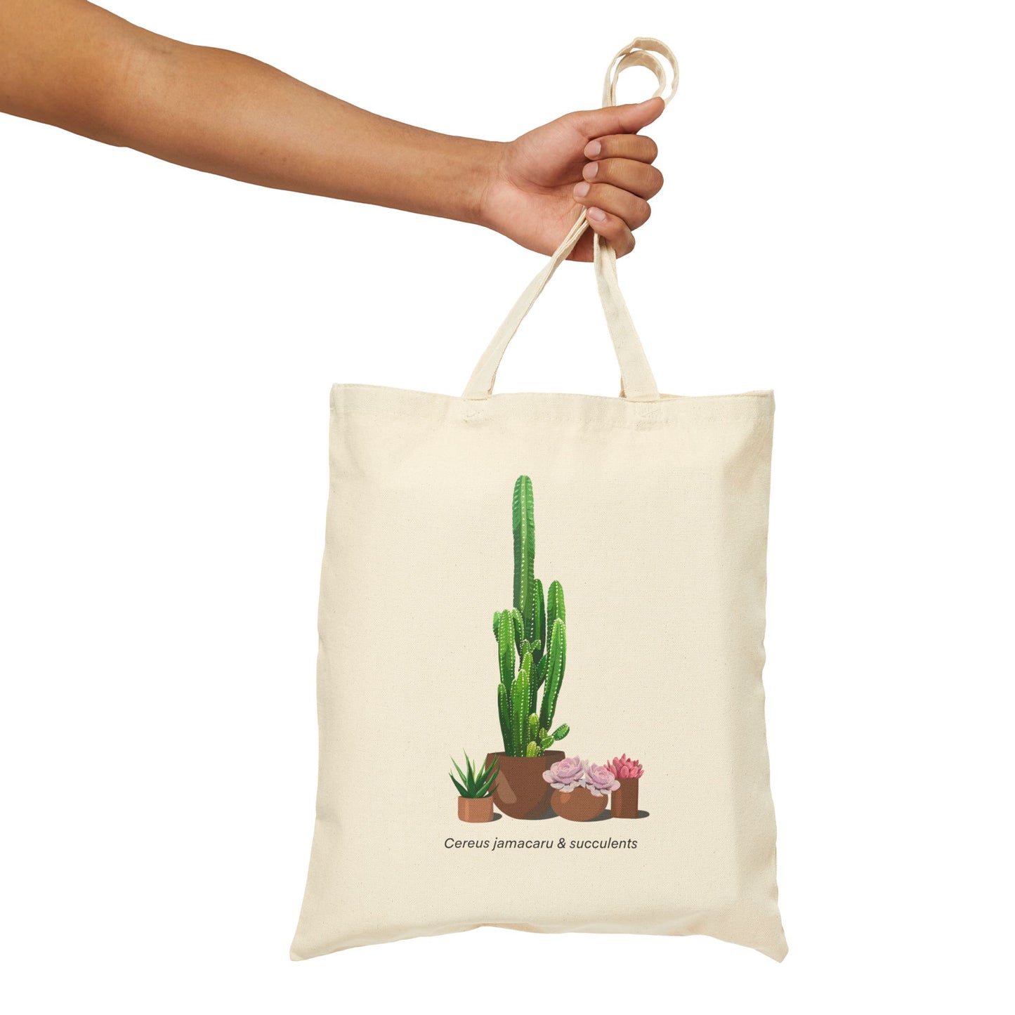 Cactus Jamacaru & Succulents Canvas Tote Bag