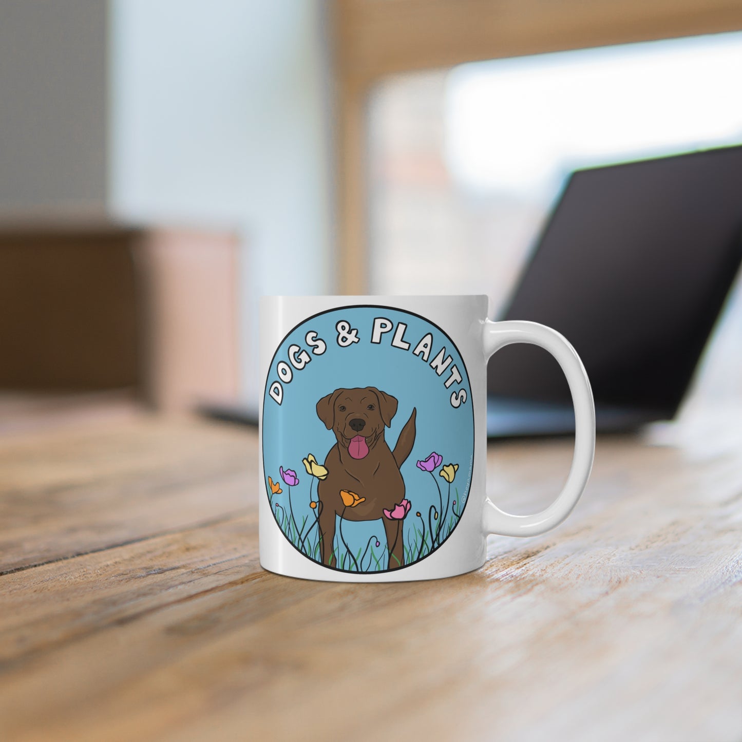 Dogs & Plants Brown Lab & Plant Lover Mug - White