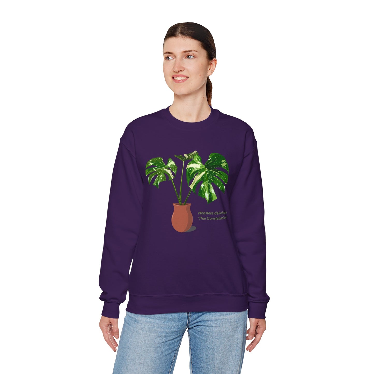 Monstera Deliciosa Thai Constellation Plant Lover Crewneck Sweatshirt