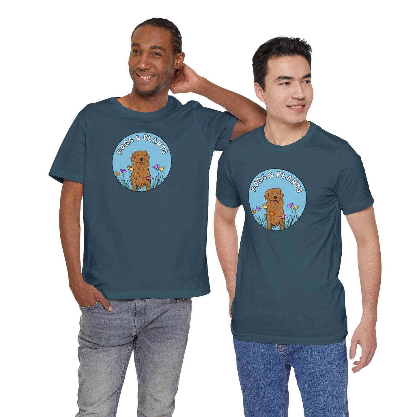 Dogs & Plants T-Shirt for Golden Retriever & Plant Lovers - Deep Teal