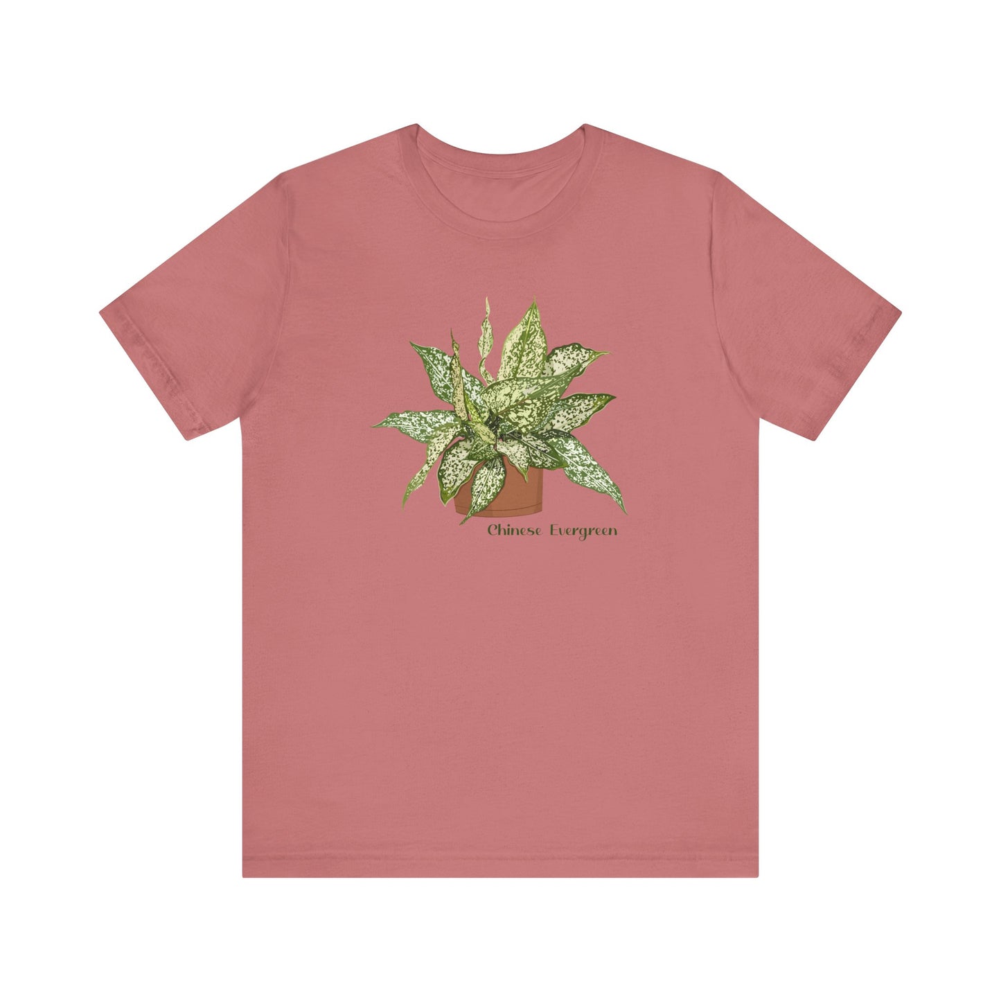 Chinese Evergreen T-Shirt for Plant Lovers - White, Black, Mauve, Tan or Sage