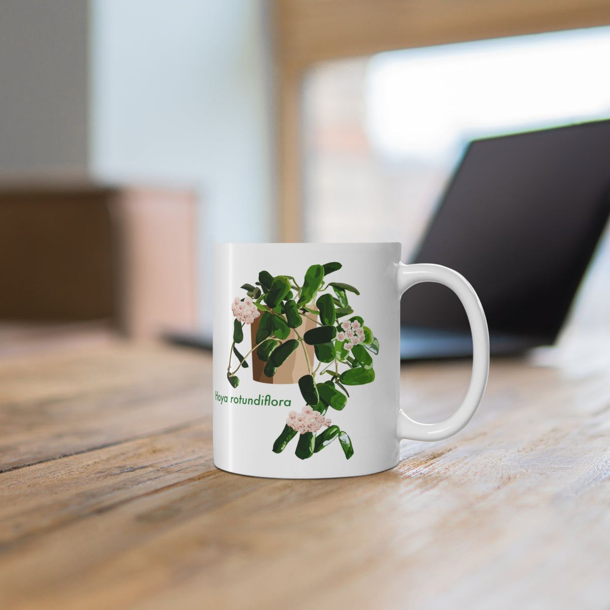 Blooming Hoya Rotundiflora Plant Lover Mug - White
