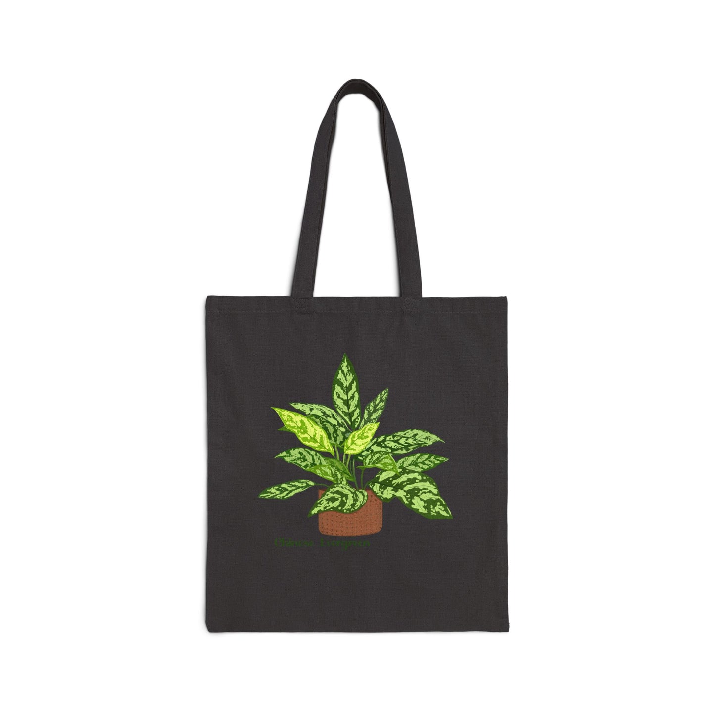Chinese Evergreen Plant Lover Canvas Tote Bag - Black