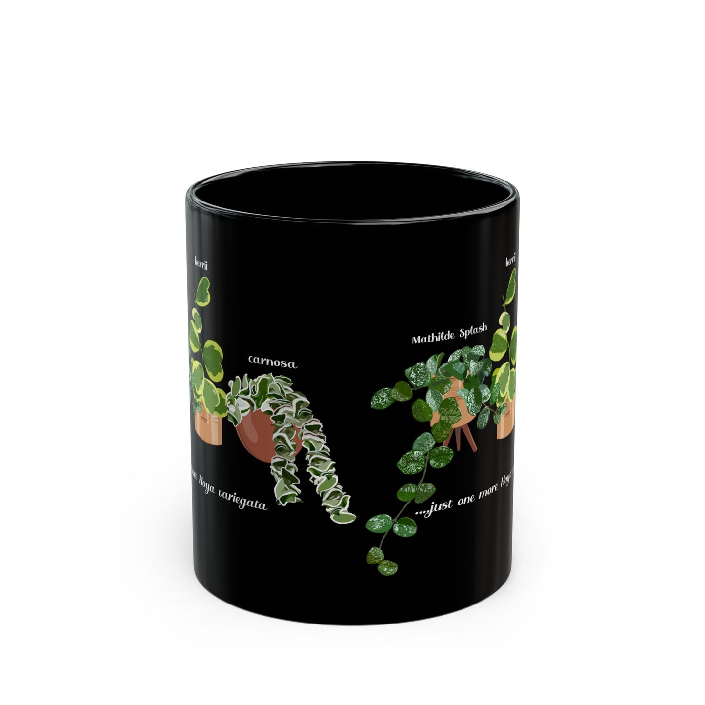 Hoya Mathilde Splash, Kerrii Variegata and Carnosa Hindu Rope Trio Mug - Black