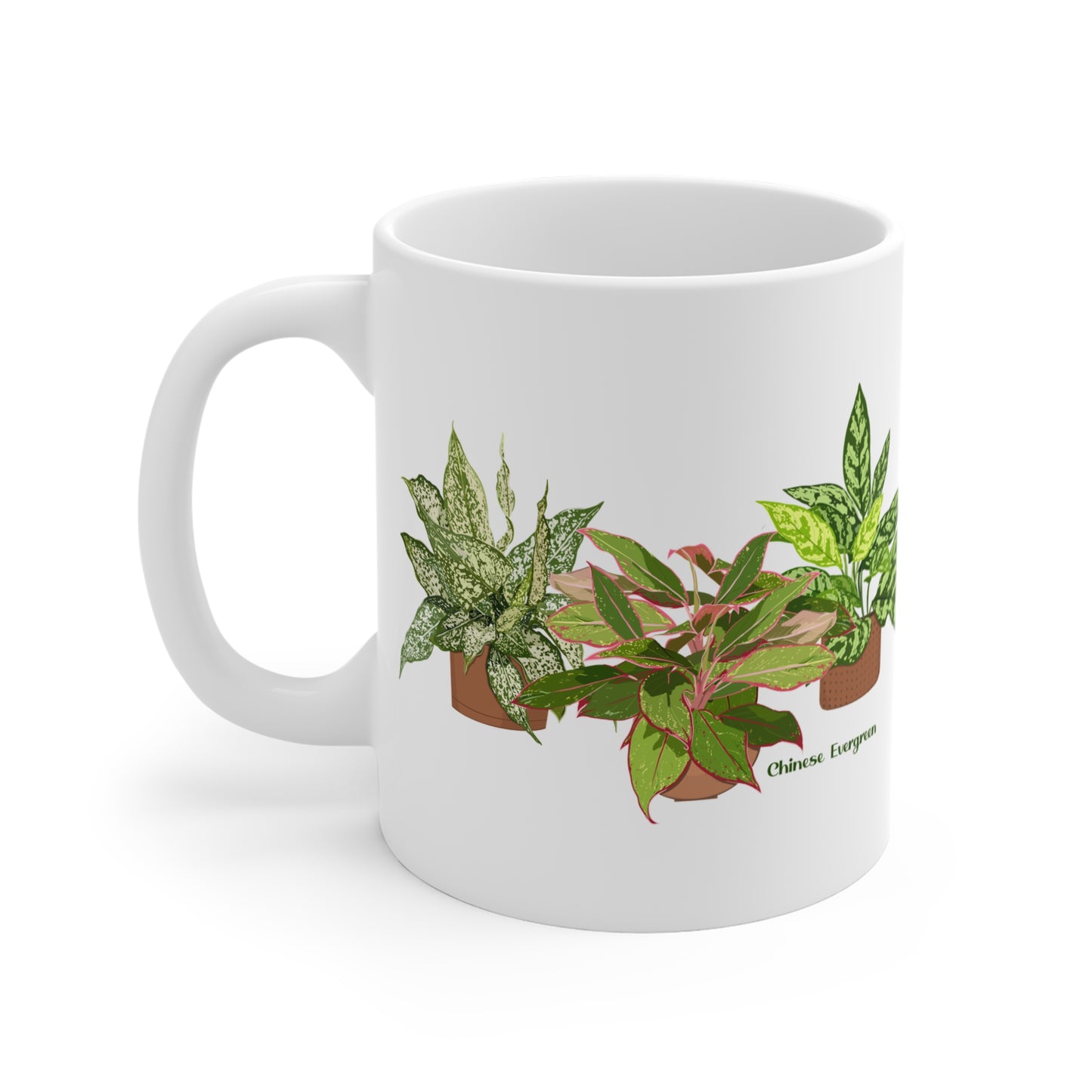 Chinese Evergreen Trio Plant Lover Mug - White