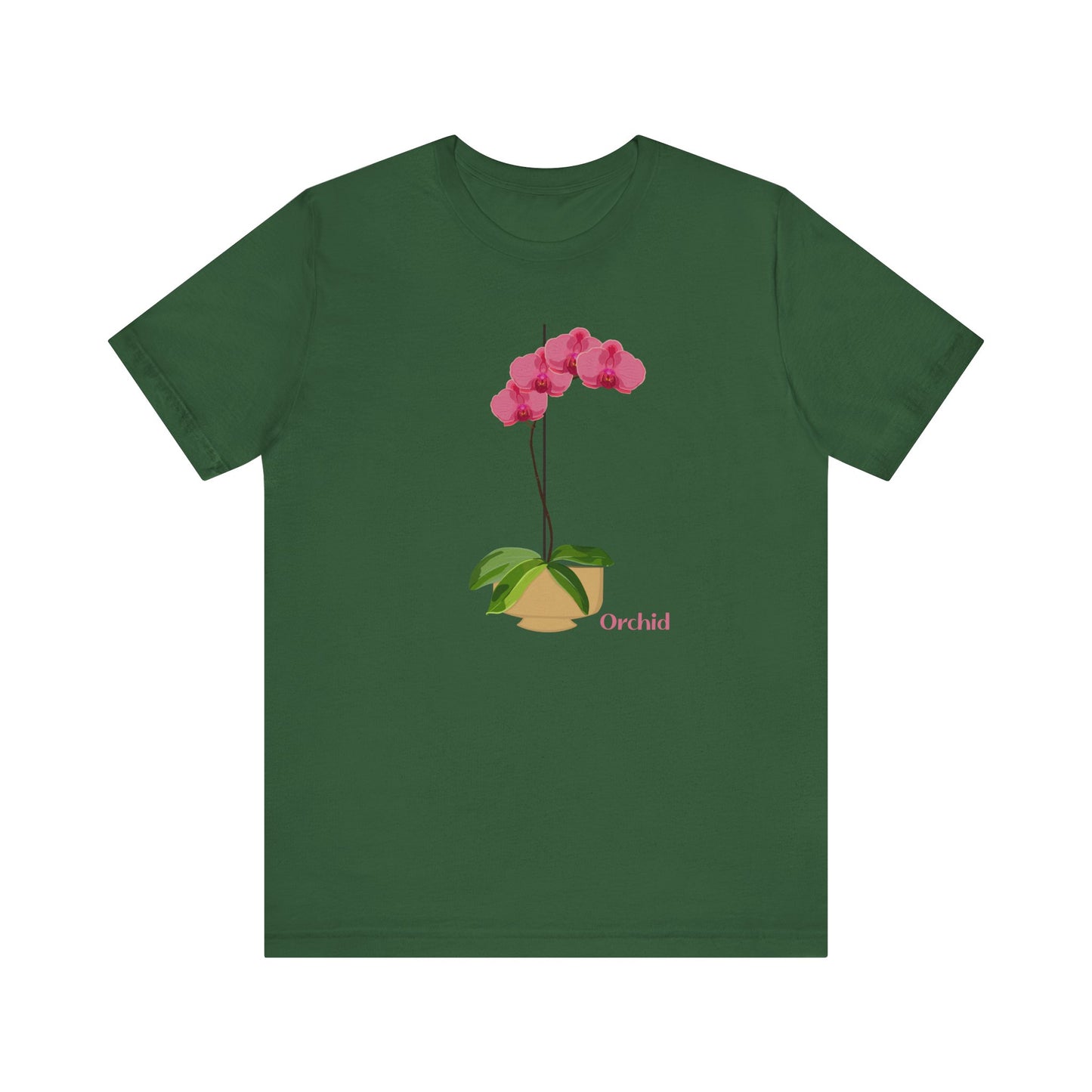Pink Orchid T-Shirt for Plant and Flower Lovers - White, Tan, Mauve, Green or Blue