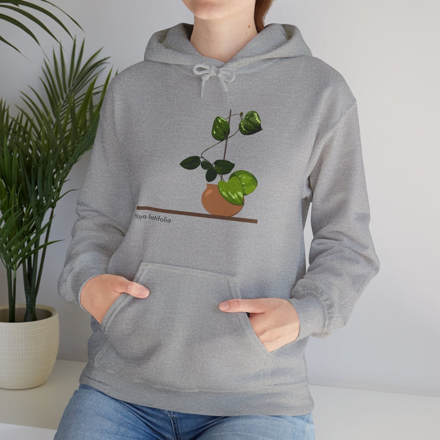 Hoya Latifolia Plant Hoodie - Grey