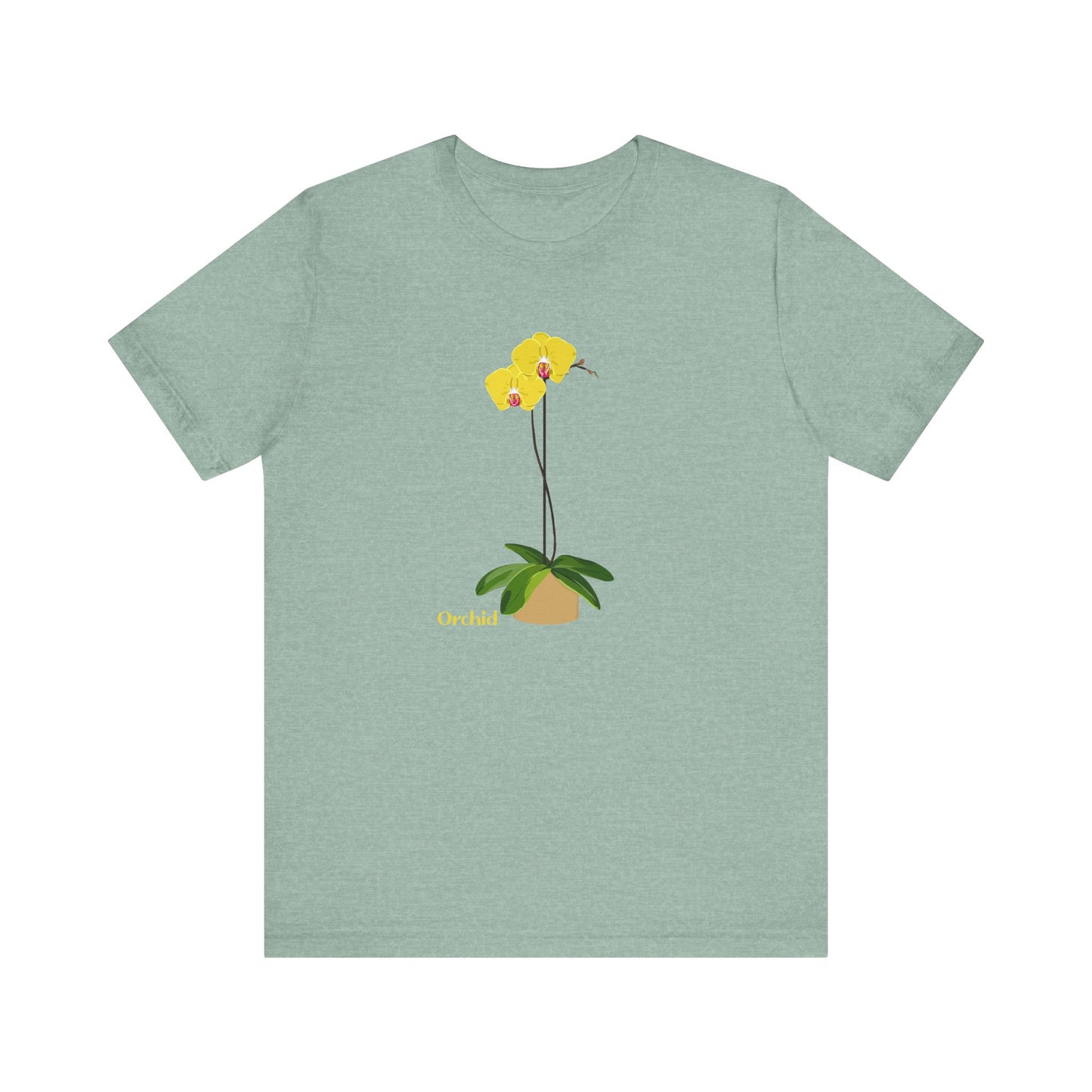 Yellow Orchid T-Shirt for Plant and Flower Lovers - White, Peach, Green or Blue
